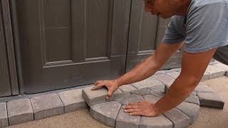 Stone paving and garden landscaping renovation in the front yard construction paving decoration [upl. by Elbart]