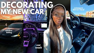 DECORATE MY NEW CAR WITH ME  amazon car decor haul window tints car wash  MORE [upl. by Noman]