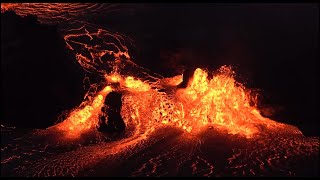 Vigorous lava fountaining from new vents in Halema‘uma‘u Kīlauea volcano — June 7 2023 [upl. by Annay301]