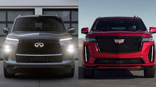 2025 Infiniti QX80 VS 2025 Cadillac Escalade  Who Makes The BETTER Luxury SUV [upl. by Niriam778]