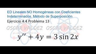 Ejercicios 44 Problema 13 Dennis G ZILL ED Lineales NO Homogéneas Coeficientes Indeterminados [upl. by Eleik]