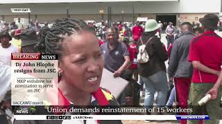 SACCAWU March  Union demands reinstatement of 15 suspended workers [upl. by Schramke]