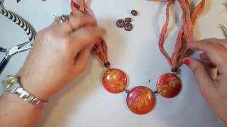 3 Disk necklace with Sari Ribbon Part 2 of the Mica Mash cane [upl. by Champagne]