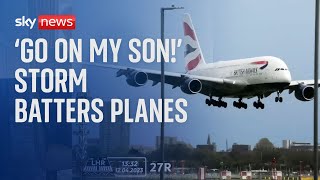 Storm Noa Planes struggle to land at Heathrow [upl. by Shippee766]