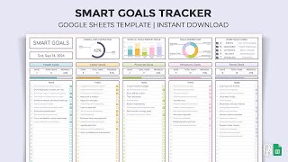 Smart Goals Tracker  Achieve Your Goals with Ease  Task Tracker  Google Sheets Template [upl. by Denyse]