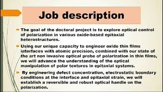 PhD position in oxide thin film [upl. by Kingdon]