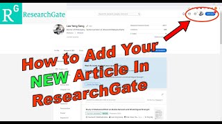 How to Add Article In ResearchGate [upl. by Trilbie]