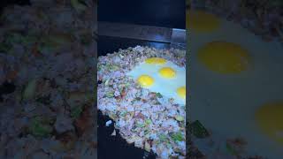 blackstone griddle friedrice shorts youtubeshorts bbq cooking rice egg pork vegtables [upl. by Aynatal]