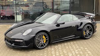 Porsche 911 Turbo S Cabriolet 992 tiefschwarzmetallic SportDesign Carbon Burmester LEDMatrix [upl. by Daj]