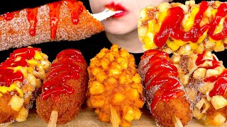 ASMR CHEESE CORN DOGS 명랑핫도그 먹방 MUKBANG KOREAN HOTDOGS EATING SOUNDS 咀嚼音チーズドッグ  ZOEY ASMR [upl. by Barbee]