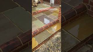 Indian Sandstone transformation backyard patio cleantok algae [upl. by Serolod]