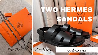 Hermes Sandals Unboxing  Genius Sandals For Him  Oasis Sandals For Her [upl. by Dwan]