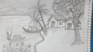 How to draw scenery with pencil step by step [upl. by Irabaj]