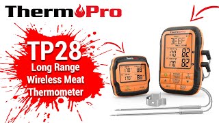 ThermoPro TP28 Super Long Range Wireless Meat Thermometer for Smoker BBQ Grill Setup Video [upl. by Ttayh94]