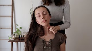 ASMR massage hair brushing amp back tracing with a subscriber whisper [upl. by Iras]