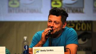 Andy Serkis does Smeagol voice  The Hobbit Panel ComicCon 2014 [upl. by Aicekan]