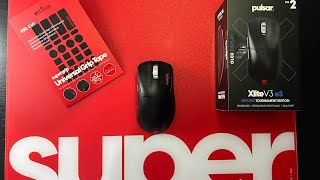 Unboxing  Impressões  Pulsar Xlite V3 eS SuperGlide Mousepad amp Supergrips [upl. by Assetniuq]