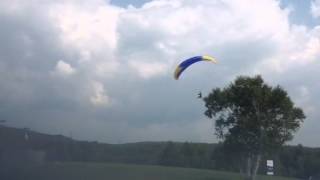 Beautiful paragliding landing near Mont Sainte Anne Quebec [upl. by Boykins264]