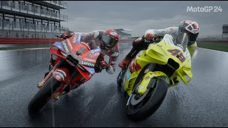 FABIO DI GIANNANTONIO VS FRANCESCO BAGNAIA  WET RACE MOTOGP SILVERSTONE INGGRIS  MOTOGP 24 REPLAY [upl. by Lashond]