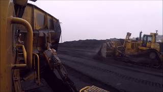 Caterpillar D10T Coal Bulldozer Pushes Coal [upl. by Georgia445]