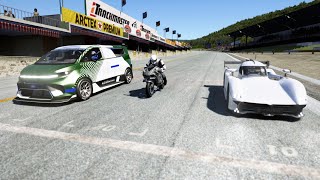 Kawasaki Ninja H2R Supercharged vs Ford Supervan 4 vs McMurtry Speirling at Old Spa [upl. by Irat]