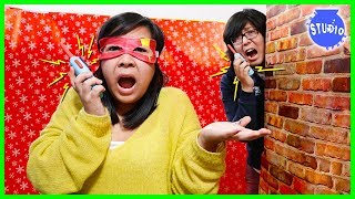 Christmas Box Fort Maze Walkie Talkie Challenge [upl. by Swithbert376]