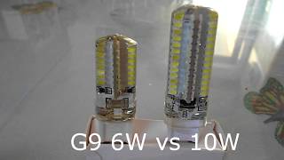 G9 Led Bumb 10W vs 6W 220v cool white 60006500k [upl. by Ailel]