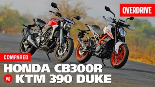 Honda CB300R vs KTM 390 Duke  COMPARISON  Feat Royal Enfield Interceptor 650 I OVERDRIVE [upl. by Anelhtak607]