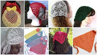 Crochet handkerchief preppy kerchief headbands pattern [upl. by Ettesyl]