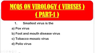 MCQS ON VIRUSES  virology mcqs questions with answers  PART 1  MICROBIOLOGY [upl. by Romelle]