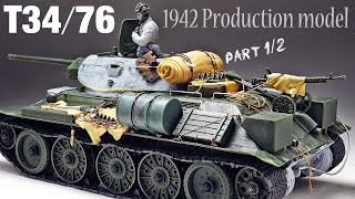 T3476 1942 Production model  Part 1  135 Tamiya  Tank Model   model building [upl. by Wolfson]