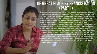 Of Great Place By Francis Bacon  Explanation  English Literature Lessons  Part 1 [upl. by Uv]