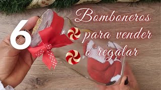 6 BOMBONEROS NAVIDEÑOS CON FRASCOS DE CRISTAL PARA VENDER O REGALARDIY CHRISTMASARTESANATO [upl. by Nwahsaj504]