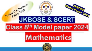 Class 8th Math Model Paper 2024  SCERT Class 8th Math Model Paper Explained  NEP 2020  SBA [upl. by Marne]