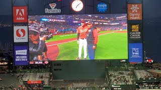 Wilmer Flores Dad’s Ceremonial 1st Pitch to Wilmer Flores at Oracle Park 93022 [upl. by Windy]