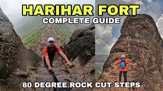 HARIHAR FORT trek in Monsoon 😱 Most thrilling  Complete Guide  हरिहर गड  Nashik Maharashtra [upl. by Ailemaj]