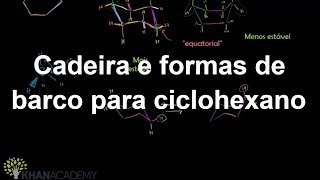 Cadeira e formas de barco para ciclohexano  Alcanês cicloalcanos e grupos funcionais Khan Academy [upl. by Notlaw55]