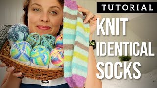 How to knit two IDENTICAL SOCKS with KnitPicks yarn [upl. by Atahs913]