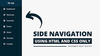 Create A Sidebar Menu using HTML amp CSS  Sidebar Menu in HTML amp CSS [upl. by Ellyn]