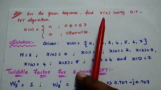 DSP  8point DFT using DIT  FFT method  Decimation in Time  DSP in Tamil  DSP problems [upl. by Reivaxe]