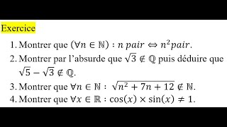 Solution Dexercice sur la Logique  raisonnement par labsurde  logique et raisonnement [upl. by Sonitnatsnok]