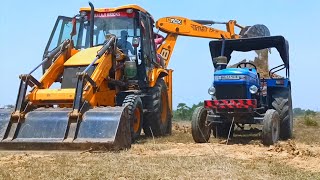 New Jcb 3dx Backhoe Loader Machine Loading Stone In Sonalika di745 III Tractor  Jcb Tractor Video [upl. by Erodasi19]