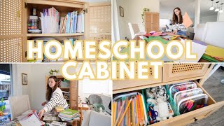 ORGANIZING OUR HOMESCHOOL CABINET ✨ FAVORITE HOMESCHOOL RESOURCES PRESCHOOL  KINDERGARTEN  CRAFTS [upl. by Airalednac]