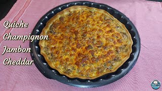 Recette QUICHE CHAMPIGNON JAMBON CHEDDAR 🥧🍄🧀 [upl. by Mellie]