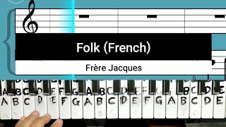 Folk French Frère Jacques piano essentials for beginner cover song [upl. by Illek]