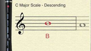 Recorder Lessons C Major Scale Animated Notes and Backing Track YouTube [upl. by Demmahom753]