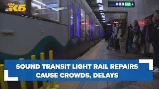 Sound Transit light rail repairs cause crowds delays [upl. by Ahsinawt]