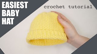 how to crochet a baby hat 03 months  easy tutorial for beginners [upl. by Bertle843]