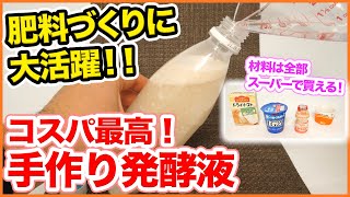 ２月の追肥や肥料作りに大活躍！コスパ最高！手作り発酵液の作り方！市販の110の値段で作れる！？【家庭菜園】【有機肥料】【液肥】 [upl. by Anilok]