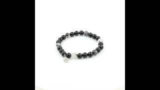 Black Agate  Black Rutilated Quartz Bracelet 8 mm Beads [upl. by Lyrahc]